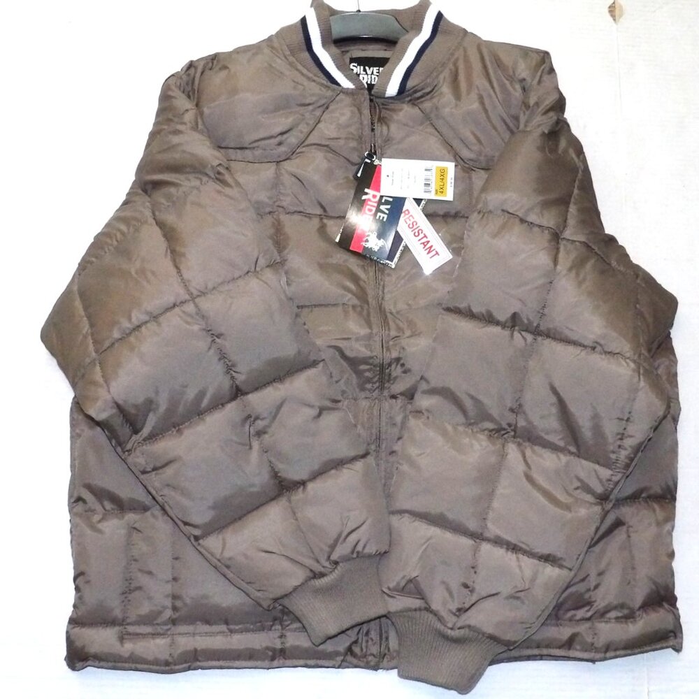 New With Tags Silver Rider Beige Quilted Jacket Men Size 4XL/4XG